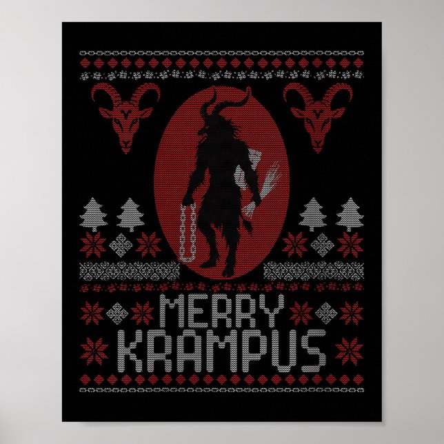 Póster Womens Merry Krampus Horror Creepy Evil Funny Ugly (Frente)