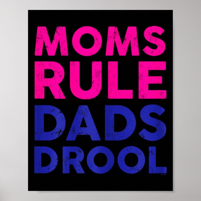 Póster Womens Moms Rule Dads Drool Funny Mother's Day Gra (Frente)
