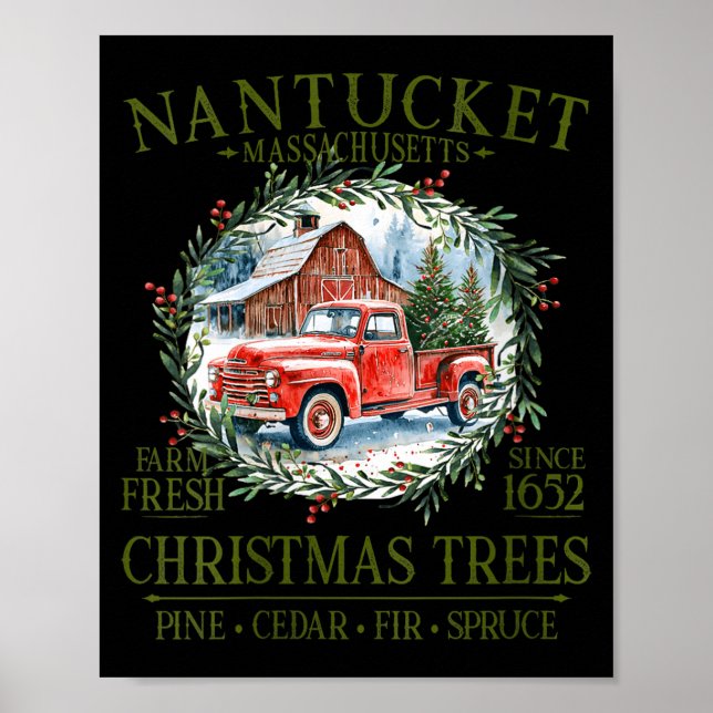 Póster Womens Nantucket Ma Farm Fresh Christmas Trees Gre (Frente)