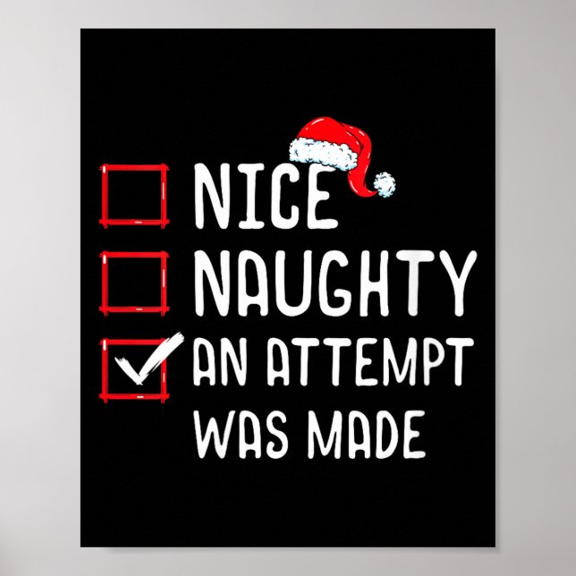Póster Womens Nice Naughty An Attempt Was Made Christmas  (Frente)