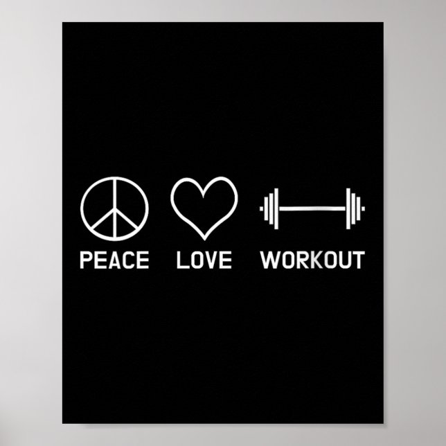Póster Womens Peace Love Workout Motivational Fitness Say (Frente)