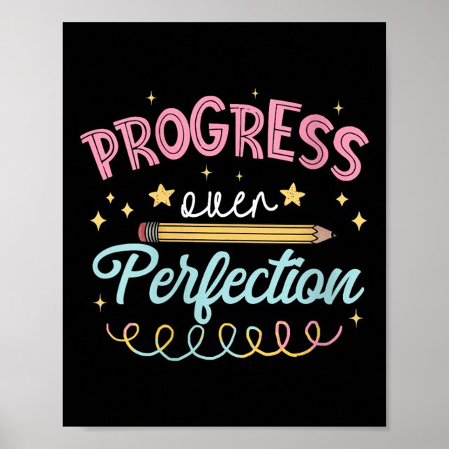 Póster Womens Progress Over Perfection Motivational Teach (Frente)