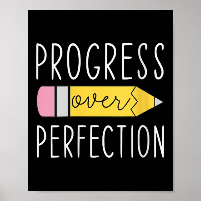 Póster Womens Progress Over Perfection Motivational Teach (Frente)
