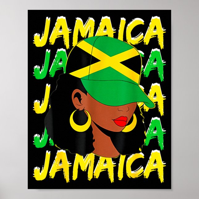 Póster Womens Proud Jamaican Afro Black Woman Jamaica Fla (Frente)