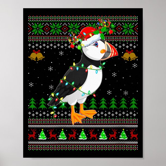 Póster Womens Puffin Bird Ugly Christmas Sweaters Holiday (Frente)