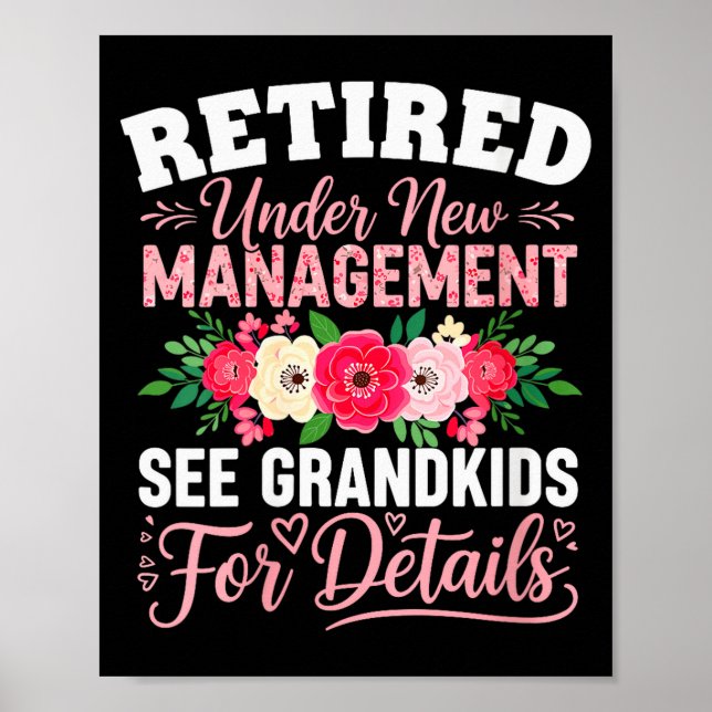 Póster Womens Retired Under New Management See Grandkids  (Frente)