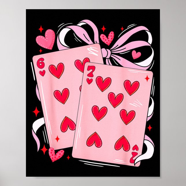 Póster Womens Retro Six Seven 67 Meme Valentines Day Play (Frente)