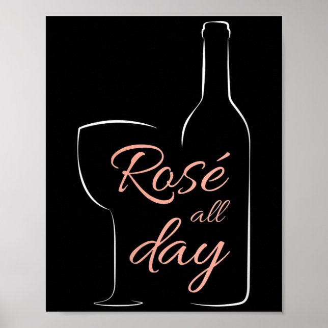 Póster Womens Rose All Day Elegant Connoisseur Wine Lover (Frente)