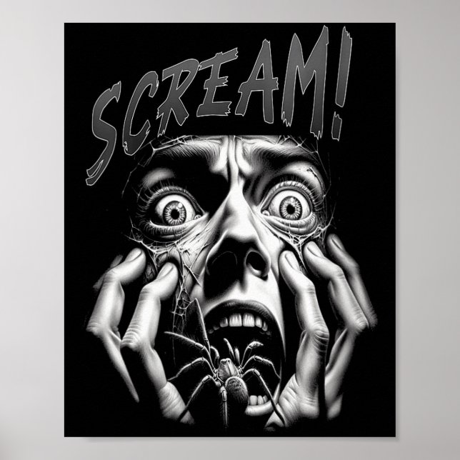 Póster Womens Scream Horror Face Sder Terror Creepy Arach (Frente)