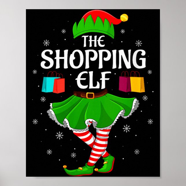 Póster Womens Shopng Elf Christmas Family Girls Women Elf (Frente)