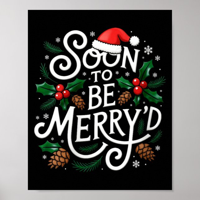 Póster Womens Soon To Be Merry'd Christmas Engaged Fiance (Frente)