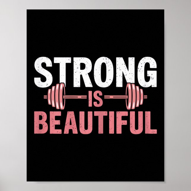 Póster Womens Strong Is Beautiful Gym Fitness Motivationa (Frente)