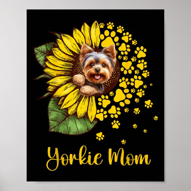 Póster Womens Sunflower Yorkie Mom Dog Lover  (Frente)