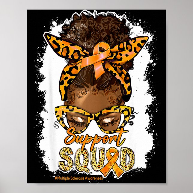 Póster Womens Support Squad Afro Messy Bun Leopard Ms Awa (Frente)