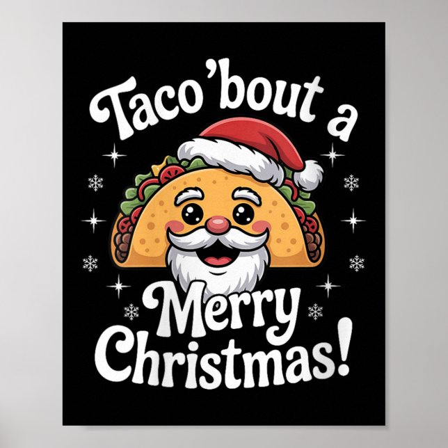 Póster Womens Taco ‘bout A Merry Christmas Food Puns Mexi (Frente)