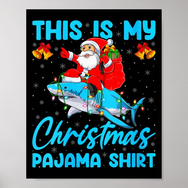 Póster Womens This Is My Christmas Pajamas Funny Santa Ri (Frente)