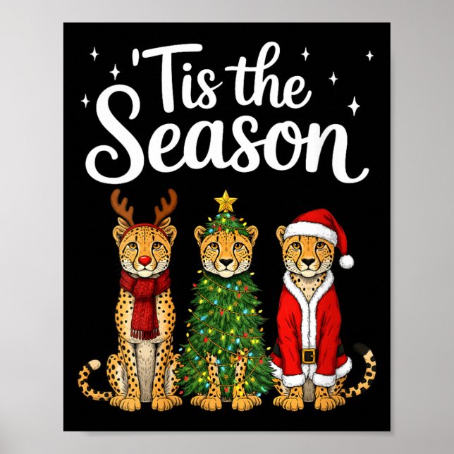 Póster Womens Tis The Season Cheetah Christmas Santa Safa (Frente)