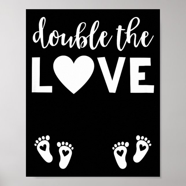 Póster Womens Valentines Day Twin Pregnancy Announcemen V (Frente)