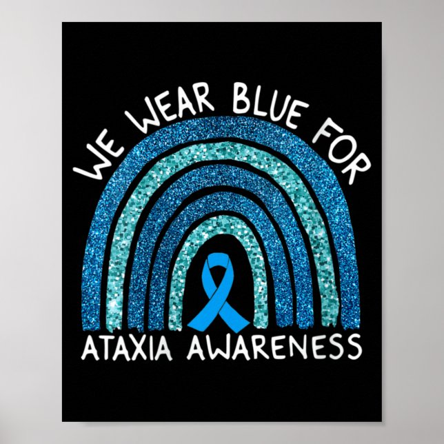 Póster Womens We Wear Blue For Ataxia Awareness Rainbow G (Frente)