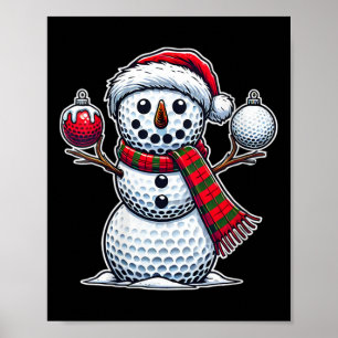 Póster Womman Golf Ball Snowman Funny Feliz Navidad Day