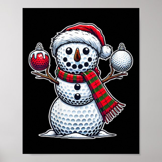 Póster Womman Golf Ball Snowman Funny Feliz Navidad Day (Frente)
