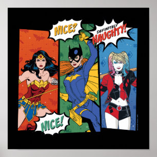 Póster Wonder Woman, Batgirl, & Harley Quinn Holiday