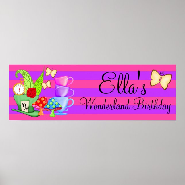 Póster Wonderland Birthday Banner Poster (Frente)