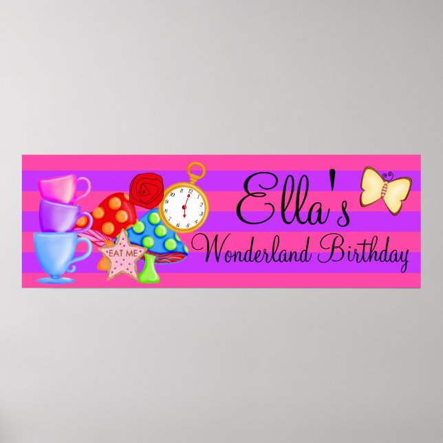 Póster Wonderland Birthday Banner Poster (Frente)