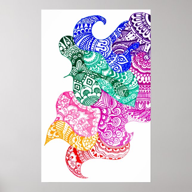 Póster Wonky Rainbow Doodle Poster (Frente)
