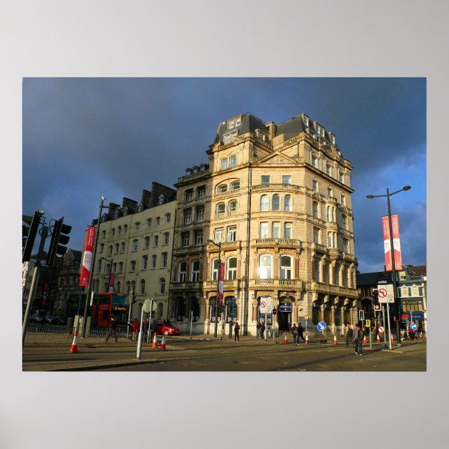 Póster Wood Street, Cardiff, Gales (Frente)