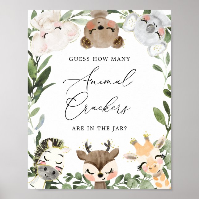 Póster Woodland adivina cuántas galletas de animales (Frente)