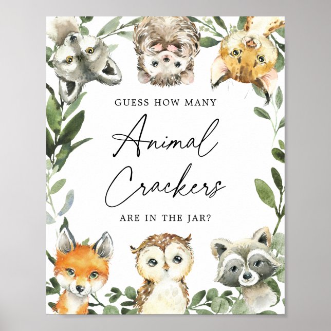 Póster Woodland adivina cuántas galletas de animales (Frente)