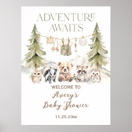 Póster Woodland Adventure Oh Boy Baby Shower