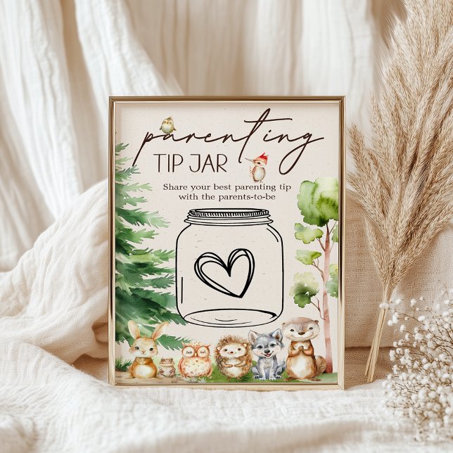 Póster Woodland Animal Baby Shower Penting Tip Jar Rótulo (Subido por el creador)