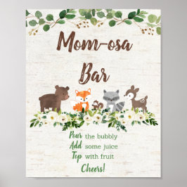 Póster Woodland Animal Floral Mimosa Bar Baby Shower