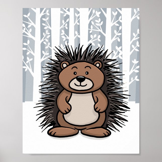 Póster Woodland Animal Porcupine (Frente)