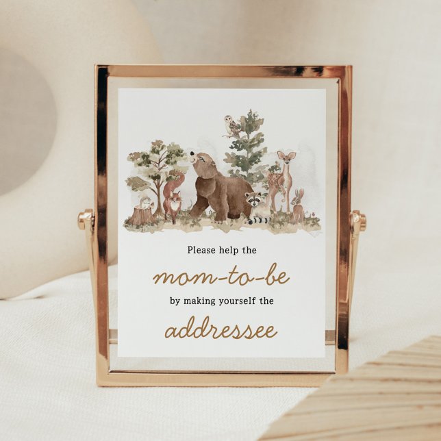 Póster Woodland Animals Adventure Awath Envelope Station (Adventure Awaits Woodland Animals Baby Shower Envelope Station Sign)