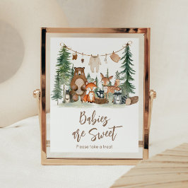 Póster Woodland Animals Baby Shower Babies are Sweet Sign