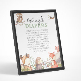 Póster Woodland Animals Baby Shower Tarde Noche Diaper