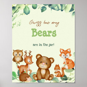 Póster Woodland Animals Bear Greenery Eucalyptus Game