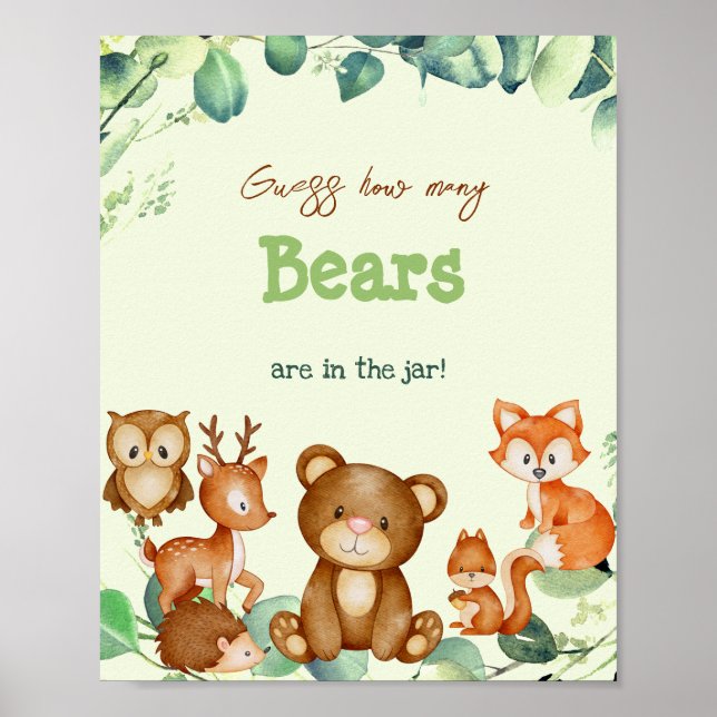 Póster Woodland Animals Bear Greenery Eucalyptus Game (Frente)