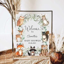 Póster Woodland Animals Forest Baby Shower