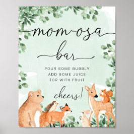 Póster Woodland Animals Green Baby Shower Momosa Bar Rótu