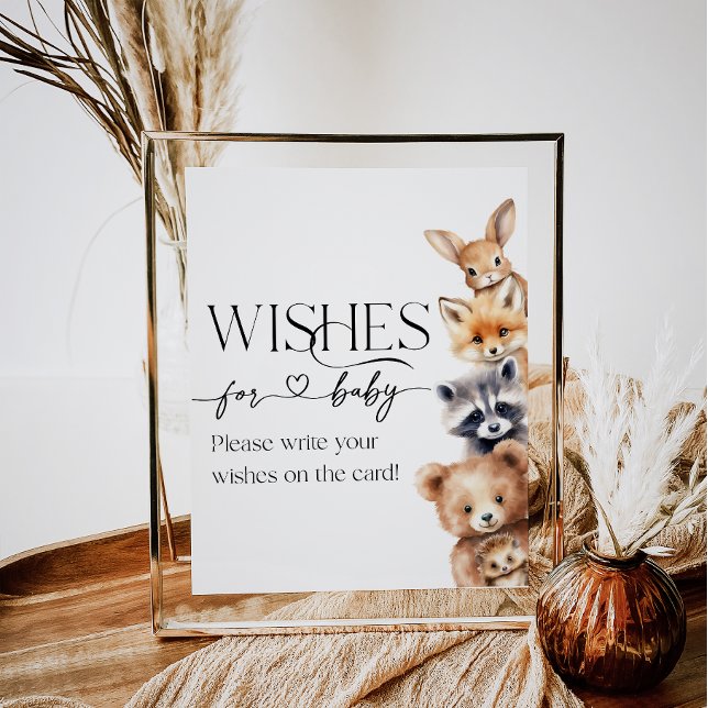 Póster Woodland Animals Modern Baby Shower Wishes (Subido por el creador)
