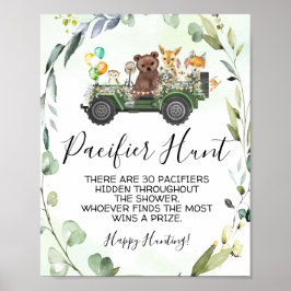 Póster Woodland Animals Pacifier Hunt Baby Shower Game