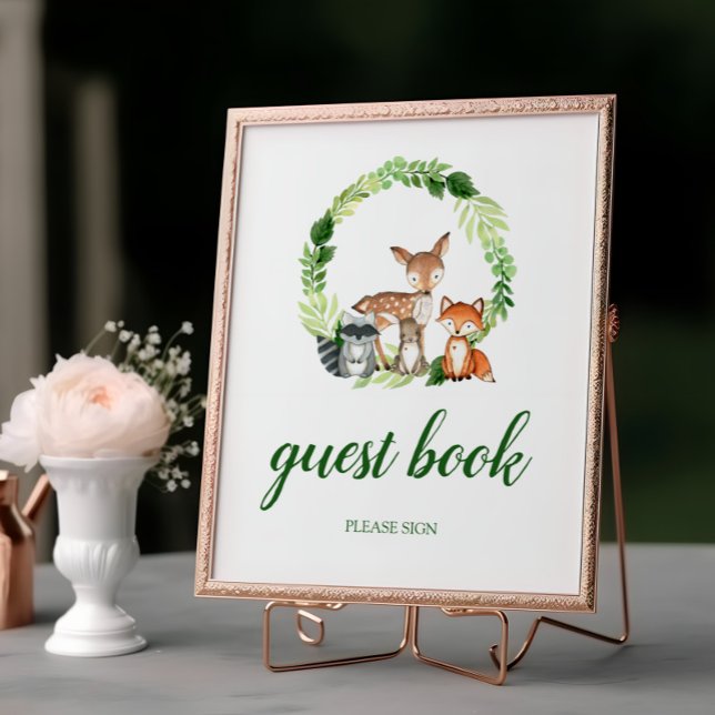 Póster Woodland Animals Shower Guest Book Pedestal Rótulo (Subido por el creador)