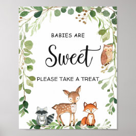Póster Woodland Babies Are Sweet Baby Shower Sign