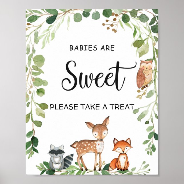Póster Woodland Babies Are Sweet Baby Shower Sign (Frente)