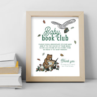 Póster Woodland Baby Book Club Ducha Actividad Mesa Rótul