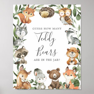 Póster Woodland Baby Shower Adivina Cuántos Osos De Teddy